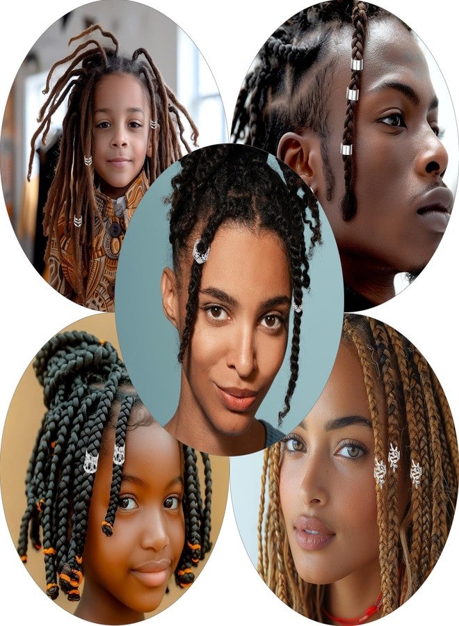 Molain 50 PCS Silver Dreadlock Beads Locs Accessories, Jewelry for Braids, Hair Dreadlock Accessory Braid, Adjustable Cuffs Braiding Hair Rings for Dreadlock Accessory Jewelry Decorations - Image 5